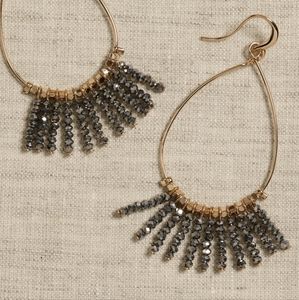 Rose gold Gunmetal glass bead drop earrings